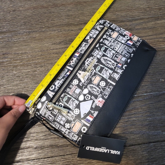 KARL LAGERFELD WRISTLET DOUBLE ZIP Multi Paris Icons NWT - Picture 5 of 16